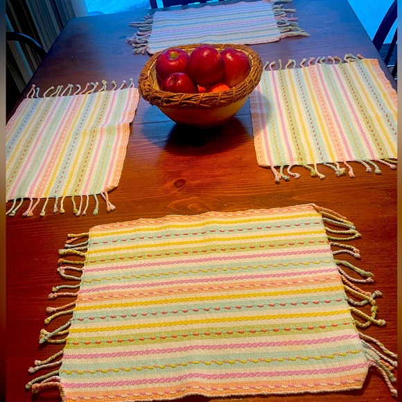 Blossoms & Blooms Pastel Woven Cottage Core Placemats Qty 6 India Shabby Chic’ - Picture 1 of 6